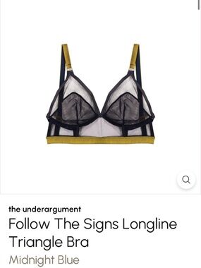 the underargument ‘follow the signs’ longline triangle bra - midnight blue